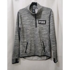 VICTORIA'S SECRET  PINK 1/4 ZIP JACKET PULLOVER RUNNING Heathered Gray Size Med
